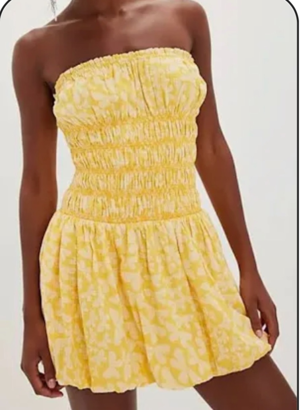 FREE PEOPLE ANNALISE SLEEVELESS MINI DRESS FLORAL LEMON CREAM MEDIUM